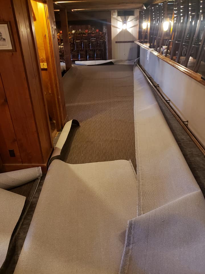 Carpet installation in bar and restaurant of farm