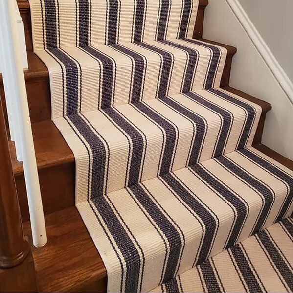 Blue awning lined stair runner